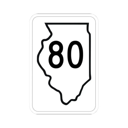 Illinois 80 1950 (Illinois) (Road Sign) STICKER Vinyl Kiss-Cut Decal 3 Inch White - The Sticker Space