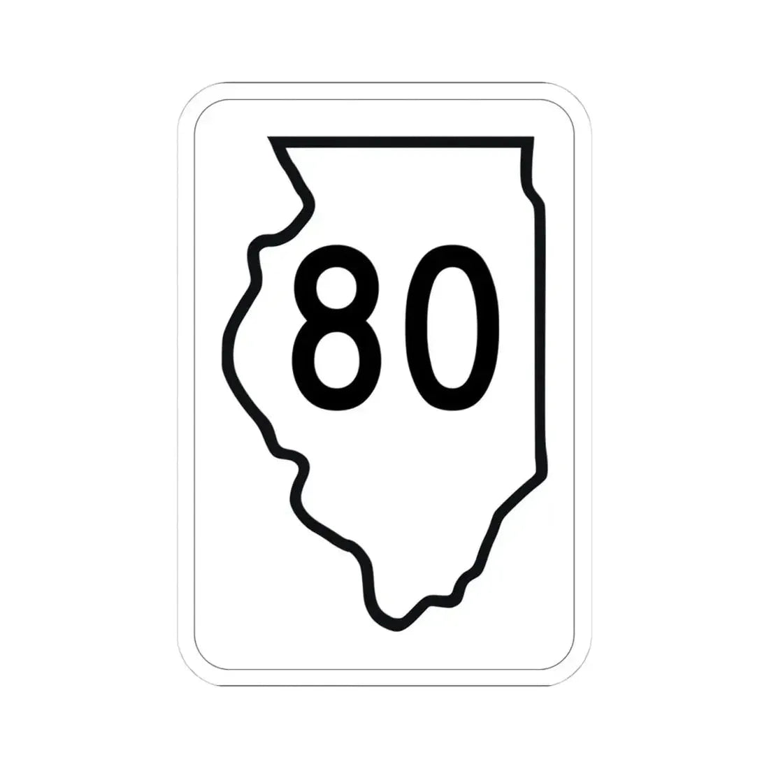 Illinois 80 1950 (Illinois) (Road Sign) STICKER Vinyl Kiss-Cut Decal 4 Inch White - The Sticker Space