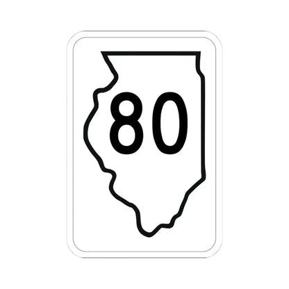 Illinois 80 1950 (Illinois) (Road Sign) STICKER Vinyl Kiss-Cut Decal 4 Inch White - The Sticker Space