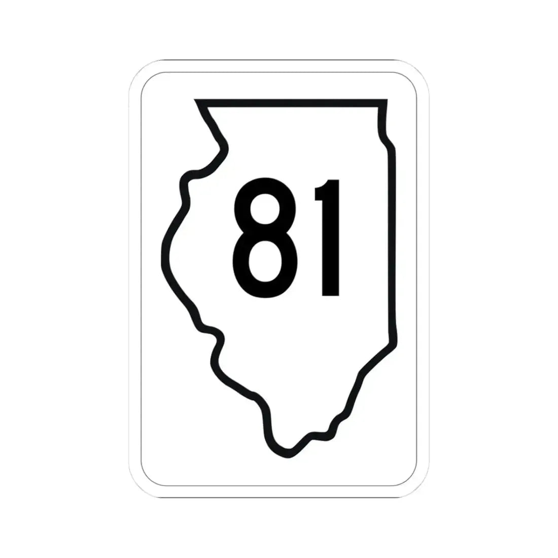 Illinois 81 1950 (Illinois) (Road Sign) STICKER Vinyl Kiss-Cut Decal 3 Inch White - The Sticker Space