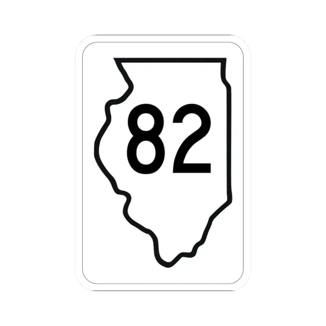 Illinois 82 1950 (Illinois) (Road Sign) STICKER Vinyl Kiss-Cut Decal 2 Inch White - The Sticker Space