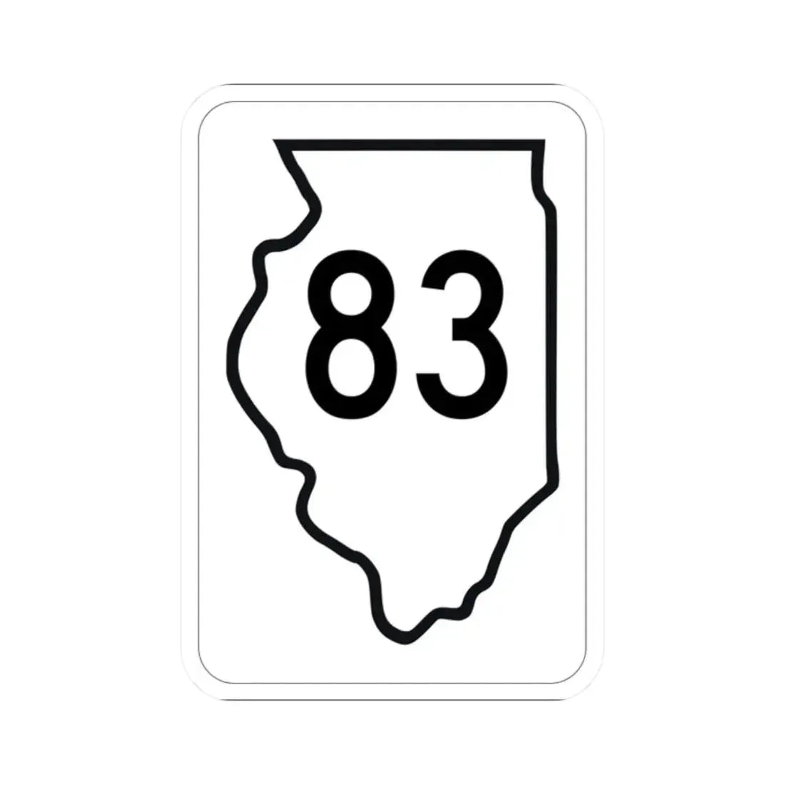 Illinois 83 1950 (Illinois) (Road Sign) STICKER Vinyl Kiss-Cut Decal 2 Inch White - The Sticker Space