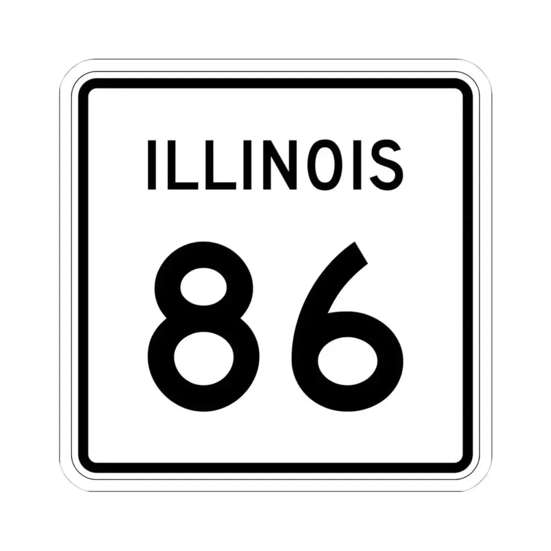 Illinois 86 (Illinois) (Road Sign) STICKER Vinyl Kiss-Cut Decal 4 Inch White - The Sticker Space