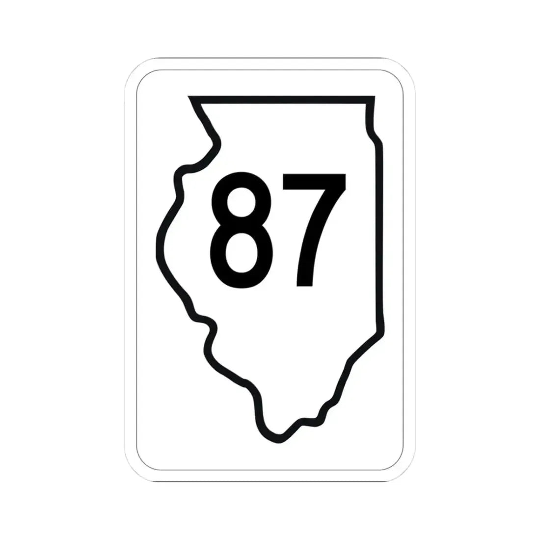Illinois 87 1950 (Illinois) (Road Sign) STICKER Vinyl Kiss-Cut Decal 3 Inch White - The Sticker Space