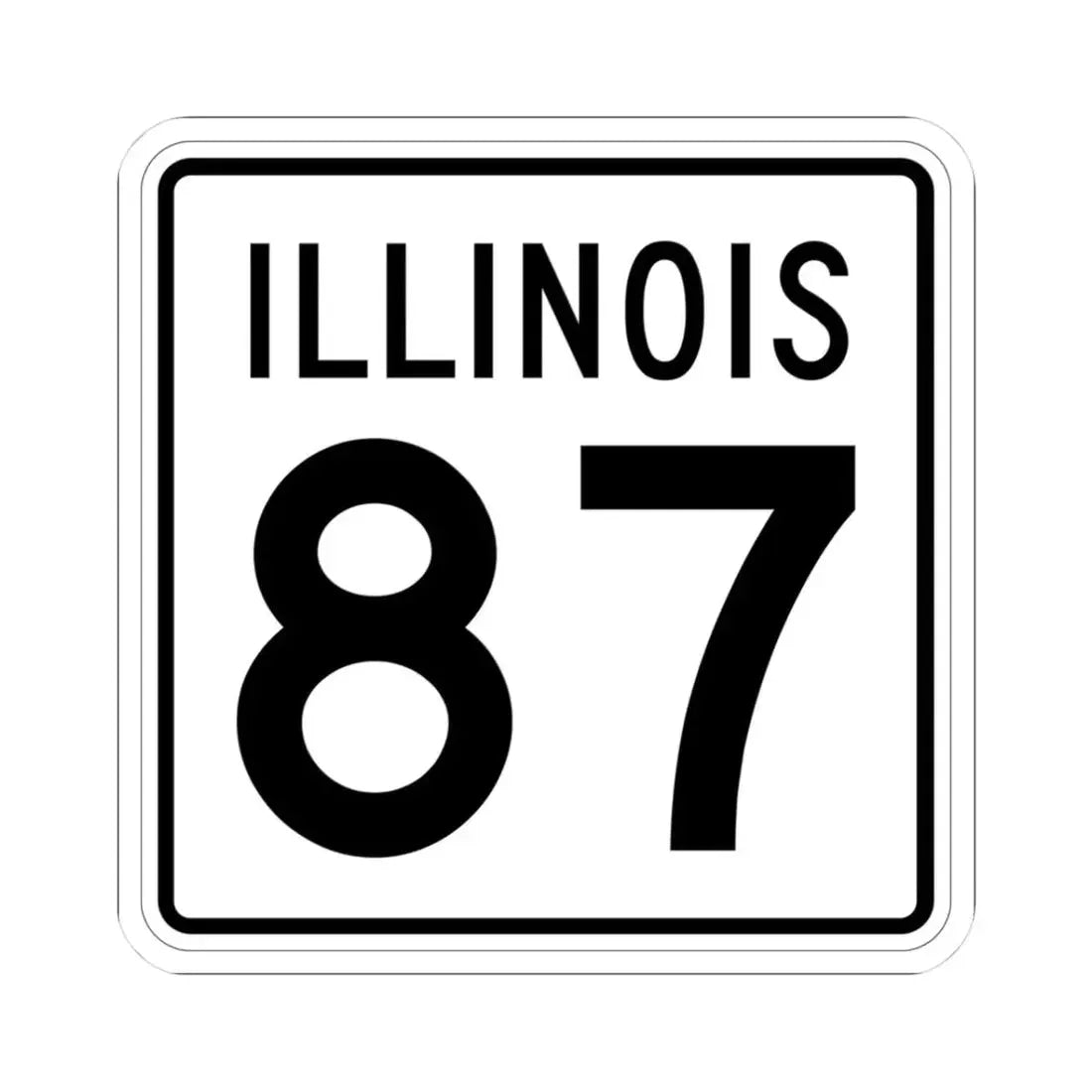 Illinois 87 1960 (Illinois) (Road Sign) STICKER Vinyl Kiss-Cut Decal 3 Inch White - The Sticker Space