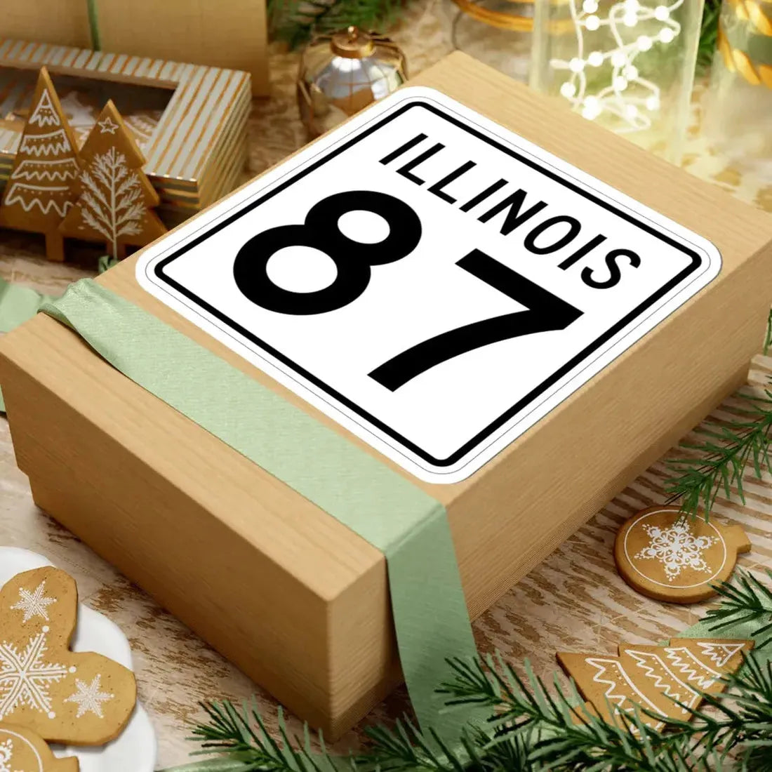 Illinois 87 1960 (Illinois) (Road Sign) STICKER Vinyl Kiss-Cut Decal - The Sticker Space