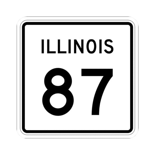 Illinois 87 (Illinois) (Road Sign) STICKER Vinyl Kiss-Cut Decal 2 Inch White - The Sticker Space