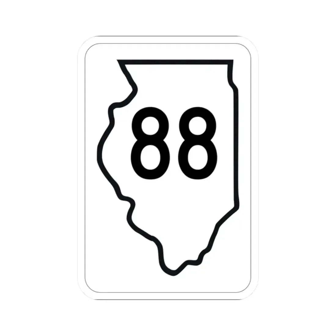 Illinois 88 1950 (Illinois) (Road Sign) STICKER Vinyl Kiss-Cut Decal 2 Inch White - The Sticker Space