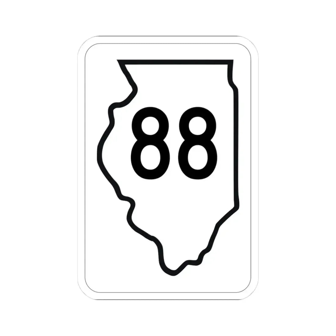 Illinois 88 1950 (Illinois) (Road Sign) STICKER Vinyl Kiss-Cut Decal 3 Inch White - The Sticker Space
