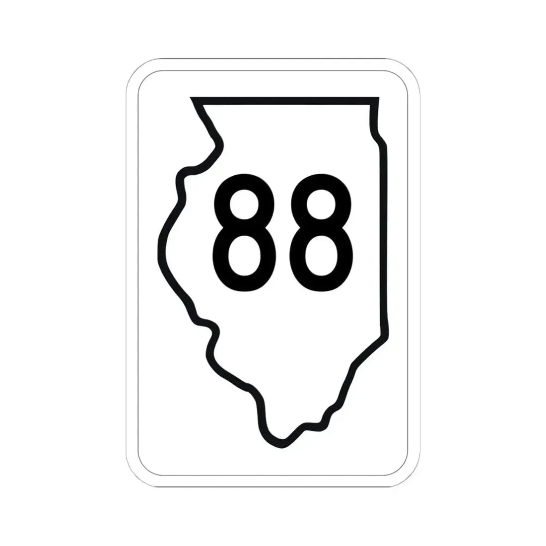 Illinois 88 1950 (Illinois) (Road Sign) STICKER Vinyl Kiss-Cut Decal 6 Inch White - The Sticker Space
