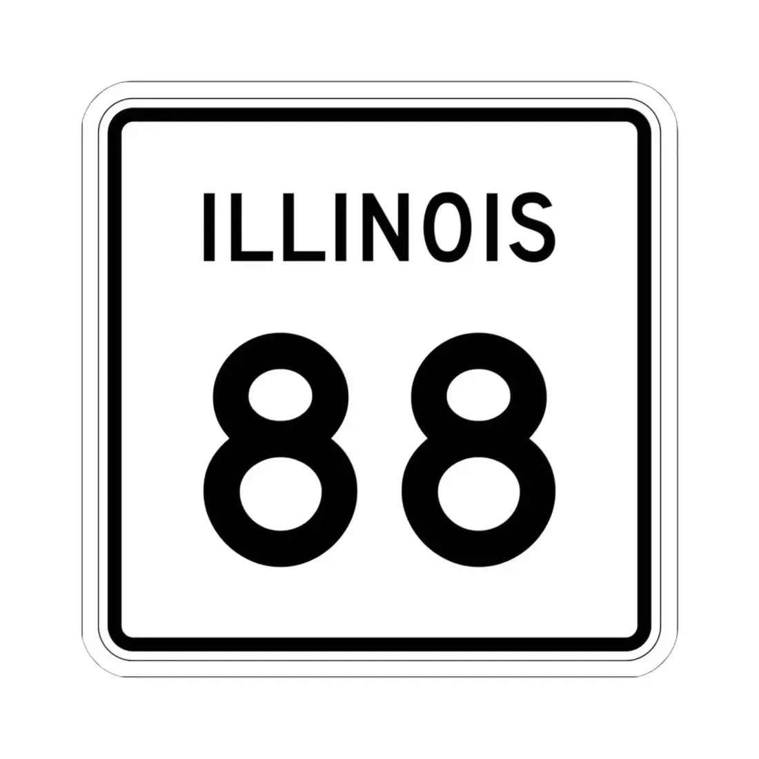 Illinois 88 (Illinois) (Road Sign) STICKER Vinyl Kiss-Cut Decal 6 Inch White - The Sticker Space