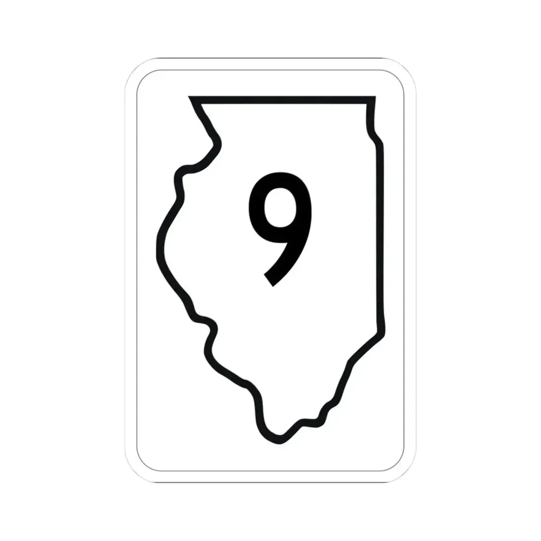 Illinois 9 1950 (Illinois) (Road Sign) STICKER Vinyl Kiss-Cut Decal 3 Inch White - The Sticker Space