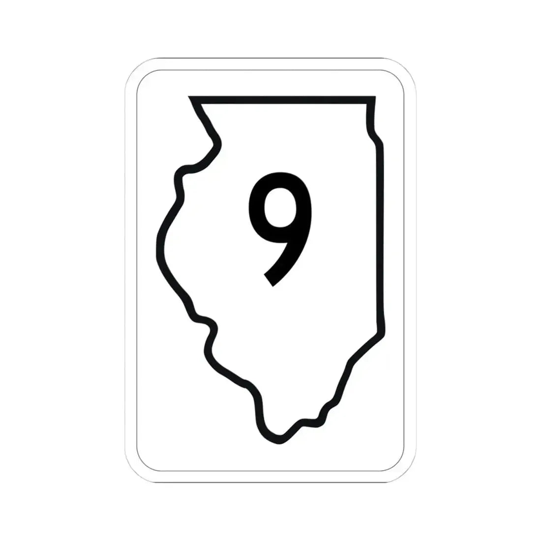 Illinois 9 1950 (Illinois) (Road Sign) STICKER Vinyl Kiss-Cut Decal 4 Inch White - The Sticker Space