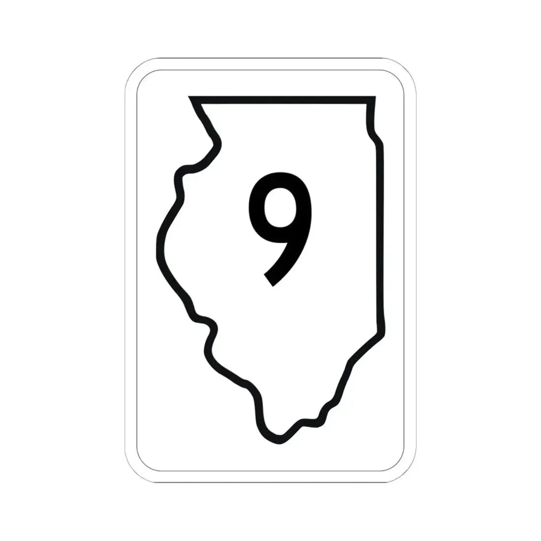 Illinois 9 1950 (Illinois) (Road Sign) STICKER Vinyl Kiss-Cut Decal 6 Inch White - The Sticker Space