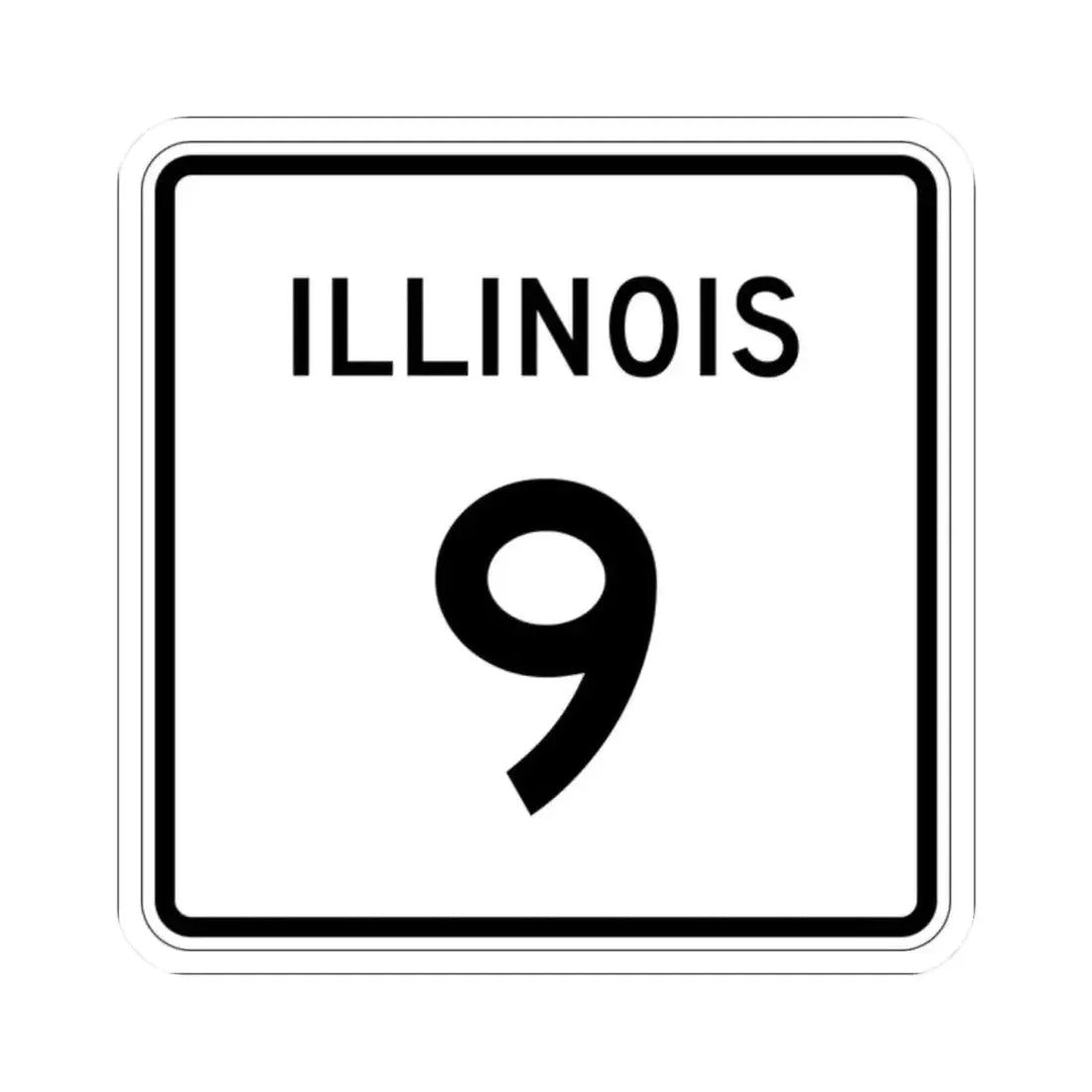 Illinois 9 (Illinois) (Road Sign) STICKER Vinyl Kiss-Cut Decal 2 Inch White - The Sticker Space