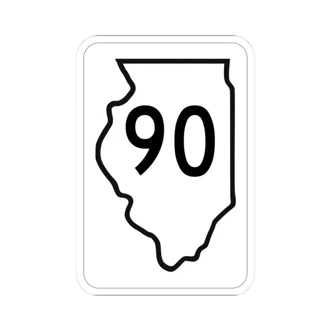Illinois 90 1950 (Illinois) (Road Sign) STICKER Vinyl Kiss-Cut Decal 3 Inch White - The Sticker Space