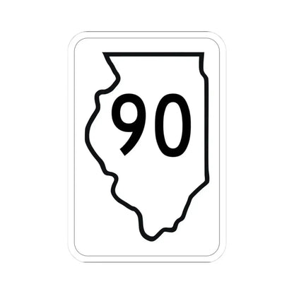 Illinois 90 1950 (Illinois) (Road Sign) STICKER Vinyl Kiss-Cut Decal 3 Inch White - The Sticker Space