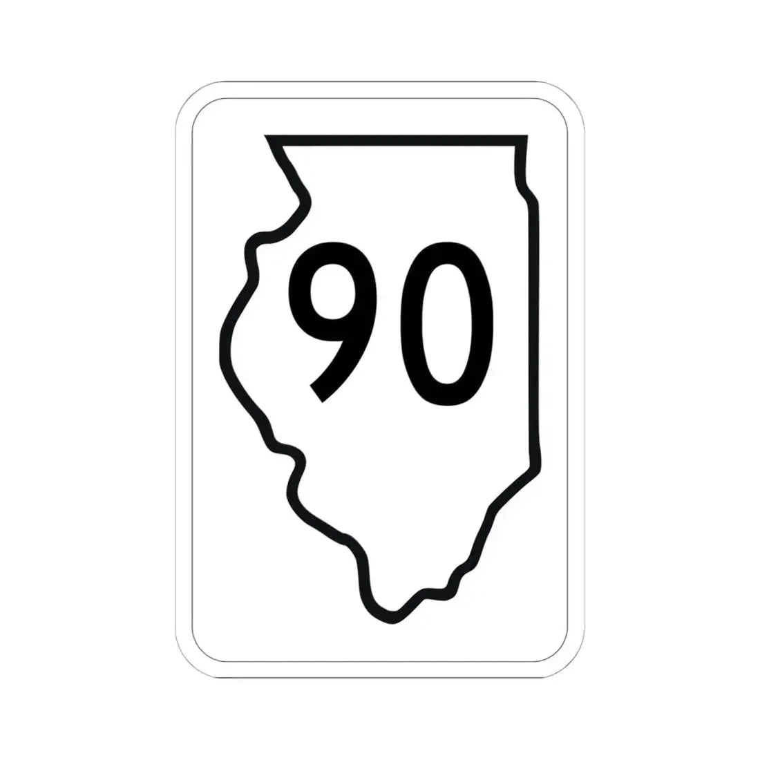 Illinois 90 1950 (Illinois) (Road Sign) STICKER Vinyl Kiss-Cut Decal 6 Inch White - The Sticker Space