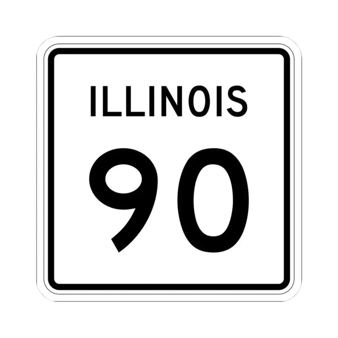 Illinois 90 (Illinois) (Road Sign) STICKER Vinyl Kiss-Cut Decal 3 Inch White - The Sticker Space