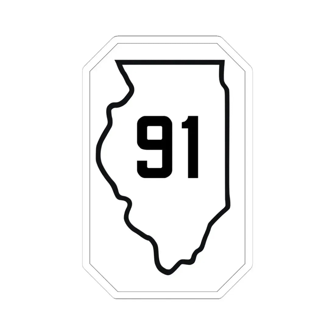 Illinois 91 1926 (Illinois) (Road Sign) STICKER Vinyl Kiss-Cut Decal 4 Inch White - The Sticker Space