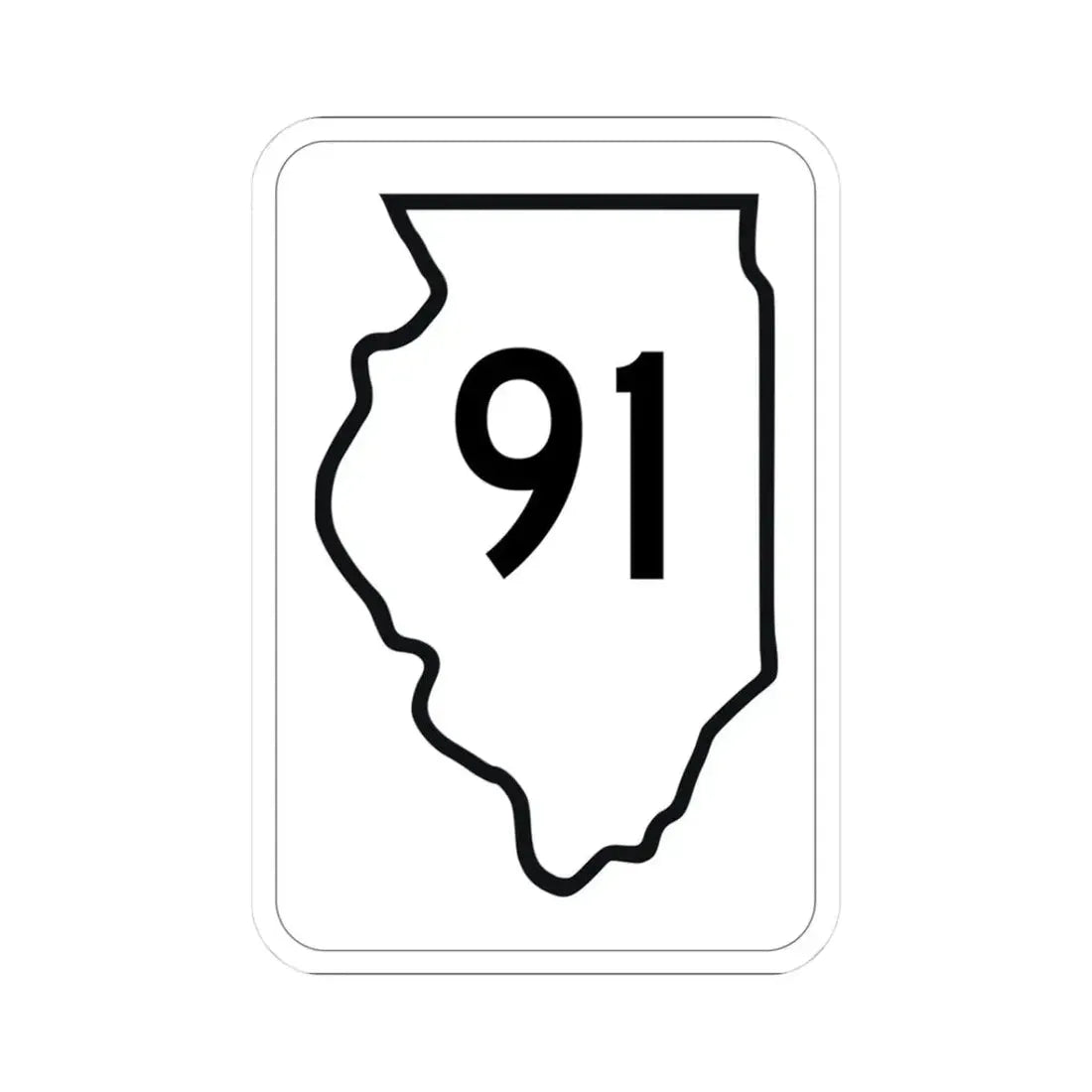 Illinois 91 1950 (Illinois) (Road Sign) STICKER Vinyl Kiss-Cut Decal 3 Inch White - The Sticker Space