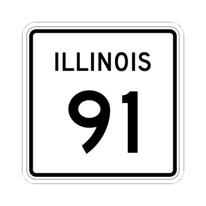 Illinois 91 (Illinois) (Road Sign) STICKER Vinyl Kiss-Cut Decal 6 Inch White - The Sticker Space