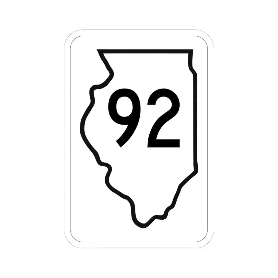 Illinois 92 1950 (Illinois) (Road Sign) STICKER Vinyl Kiss-Cut Decal 4 Inch White - The Sticker Space