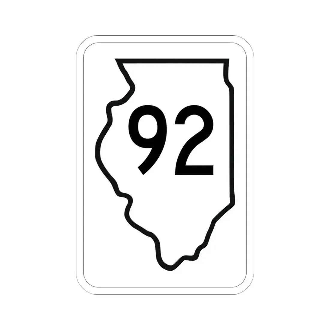 Illinois 92 1950 (Illinois) (Road Sign) STICKER Vinyl Kiss-Cut Decal 6 Inch White - The Sticker Space