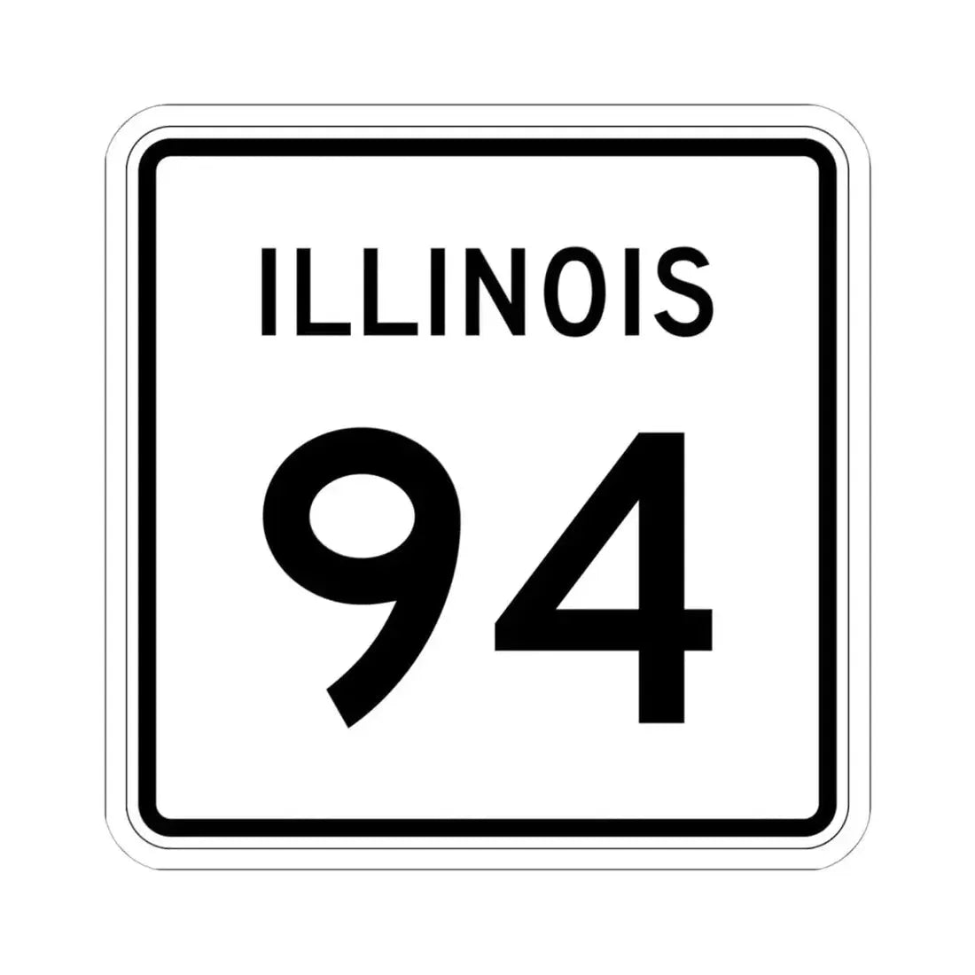 Illinois 94 (Illinois) (Road Sign) STICKER Vinyl Kiss-Cut Decal 6 Inch White - The Sticker Space
