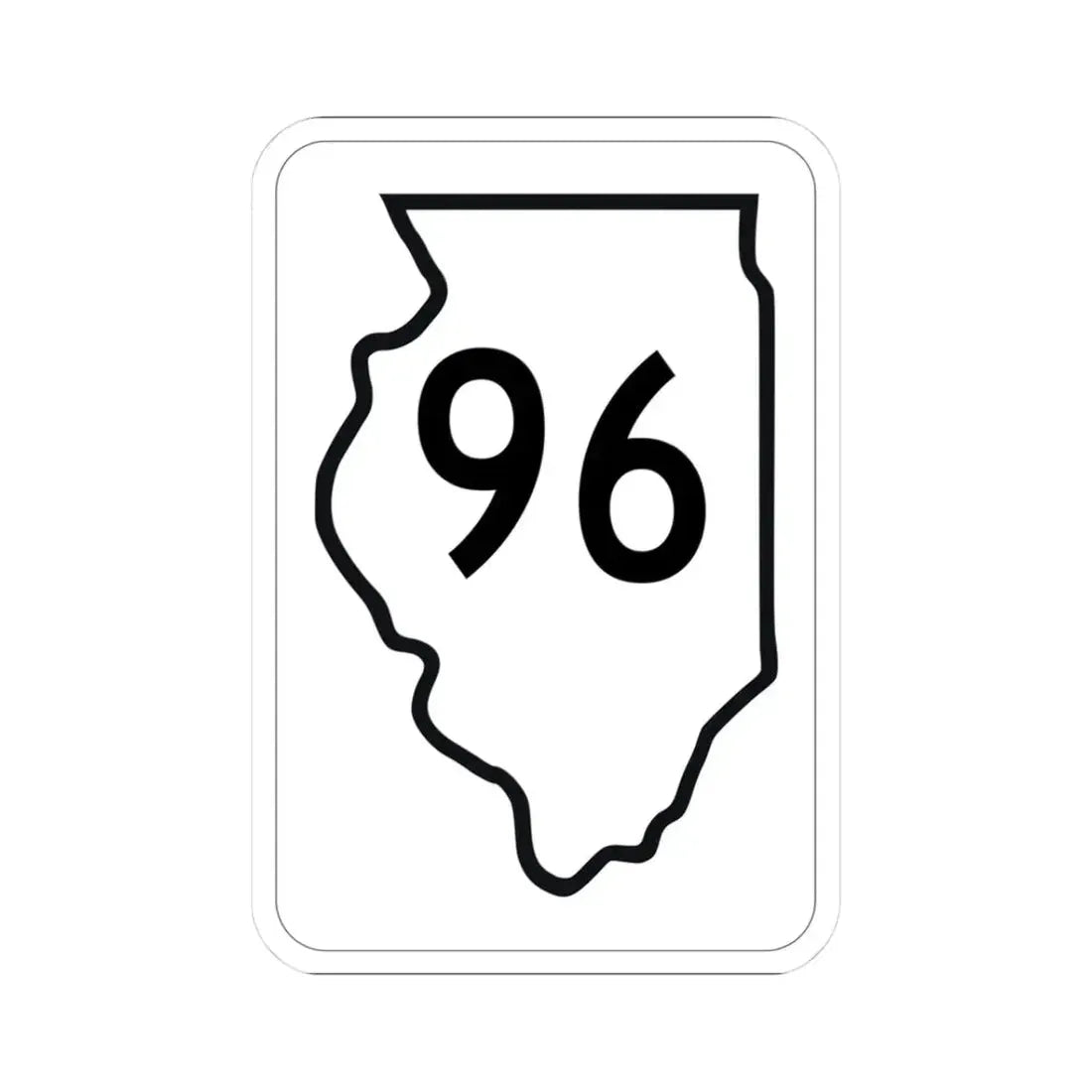 Illinois 96 1950 (Illinois) (Road Sign) STICKER Vinyl Kiss-Cut Decal 3 Inch White - The Sticker Space