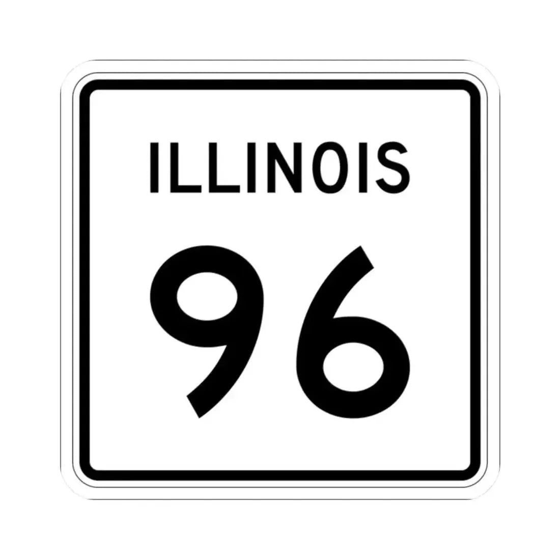 Illinois 96 (Illinois) (Road Sign) STICKER Vinyl Kiss-Cut Decal 2 Inch White - The Sticker Space
