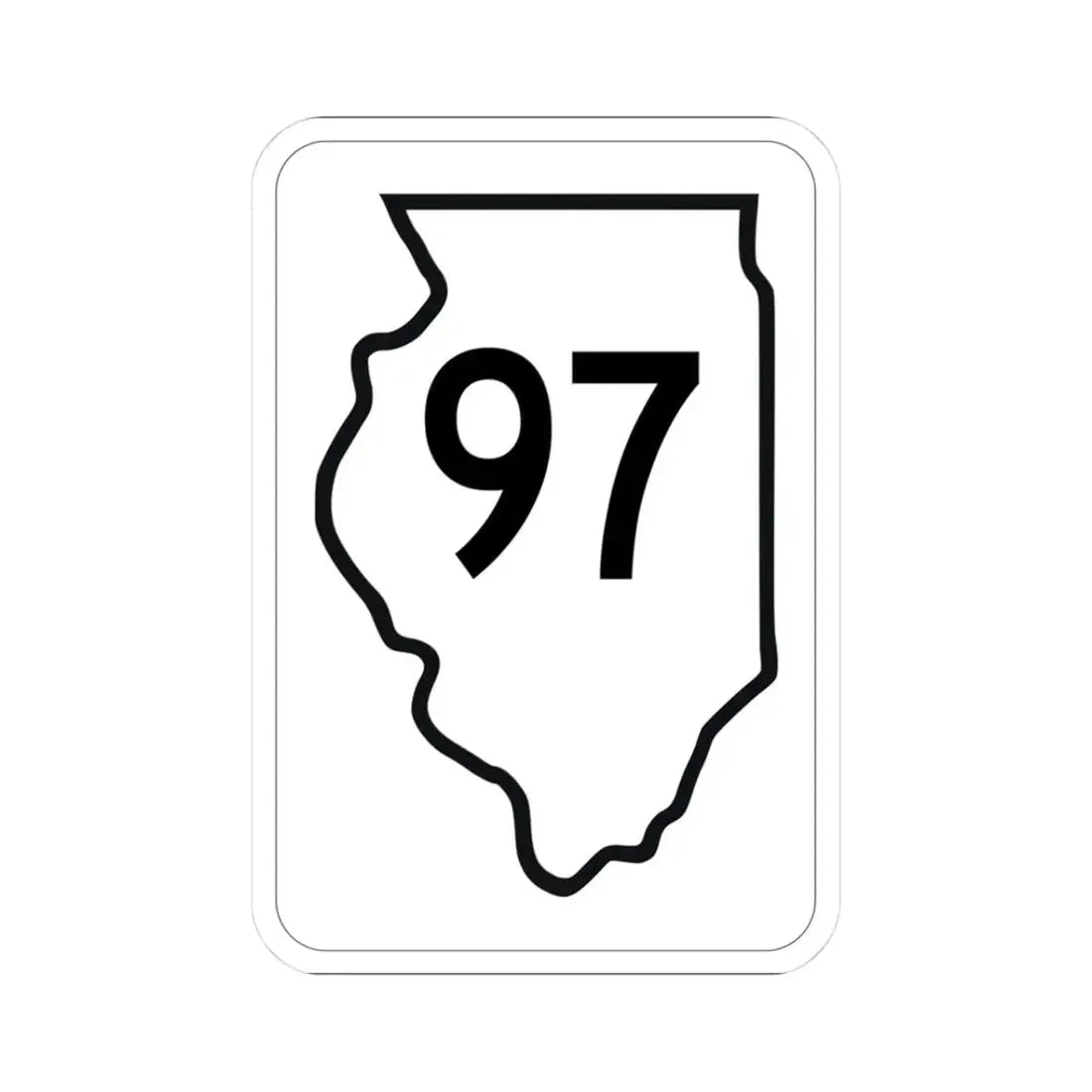 Illinois 97 1950 (Illinois) (Road Sign) STICKER Vinyl Kiss-Cut Decal 3 Inch White - The Sticker Space