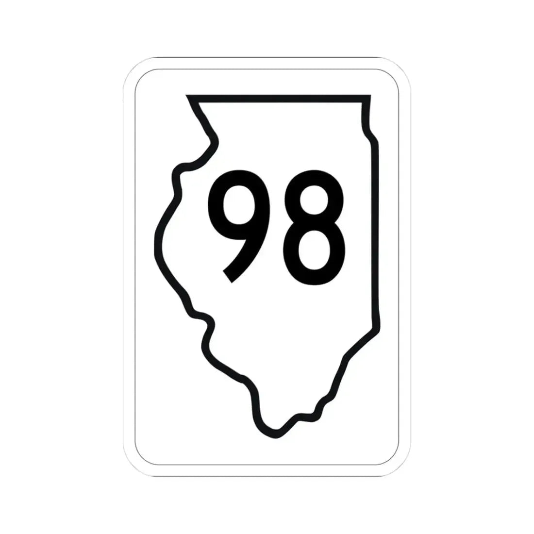 Illinois 98 1950 (Illinois) (Road Sign) STICKER Vinyl Kiss-Cut Decal 3 Inch White - The Sticker Space