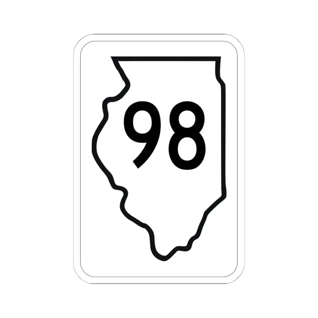 Illinois 98 1950 (Illinois) (Road Sign) STICKER Vinyl Kiss-Cut Decal 6 Inch White - The Sticker Space