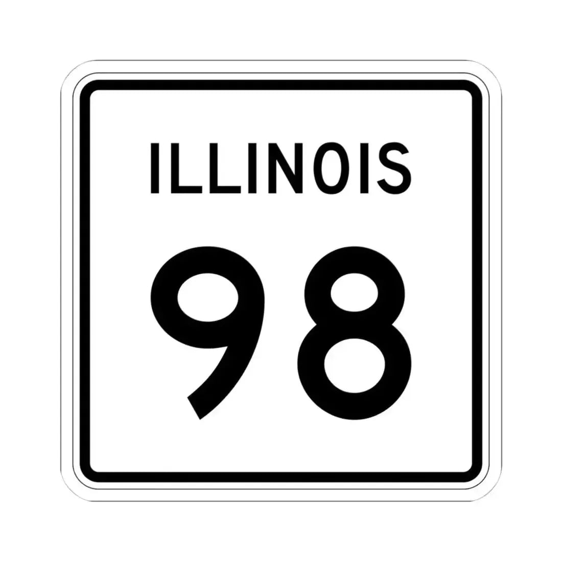 Illinois 98 (Illinois) (Road Sign) STICKER Vinyl Kiss-Cut Decal 4 Inch White - The Sticker Space