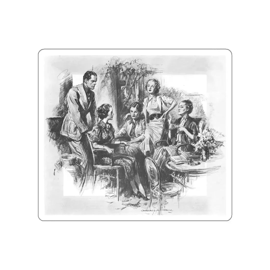 Illustration by Charles D. Mitchell, 1936 (2) (Magazine Illustration) STICKER Vinyl Die-Cut Decal White Die-Cut 3 Inch - The Sticker Space