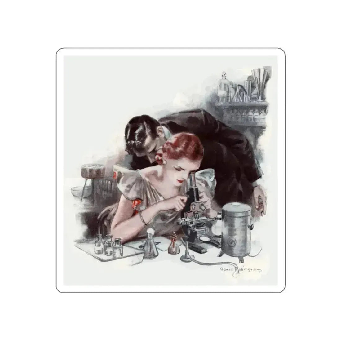 Illustration by David Robinson, 1934 (1) (Magazine Illustration) STICKER Vinyl Die-Cut Decal White Die-Cut 4 Inch - The Sticker Space