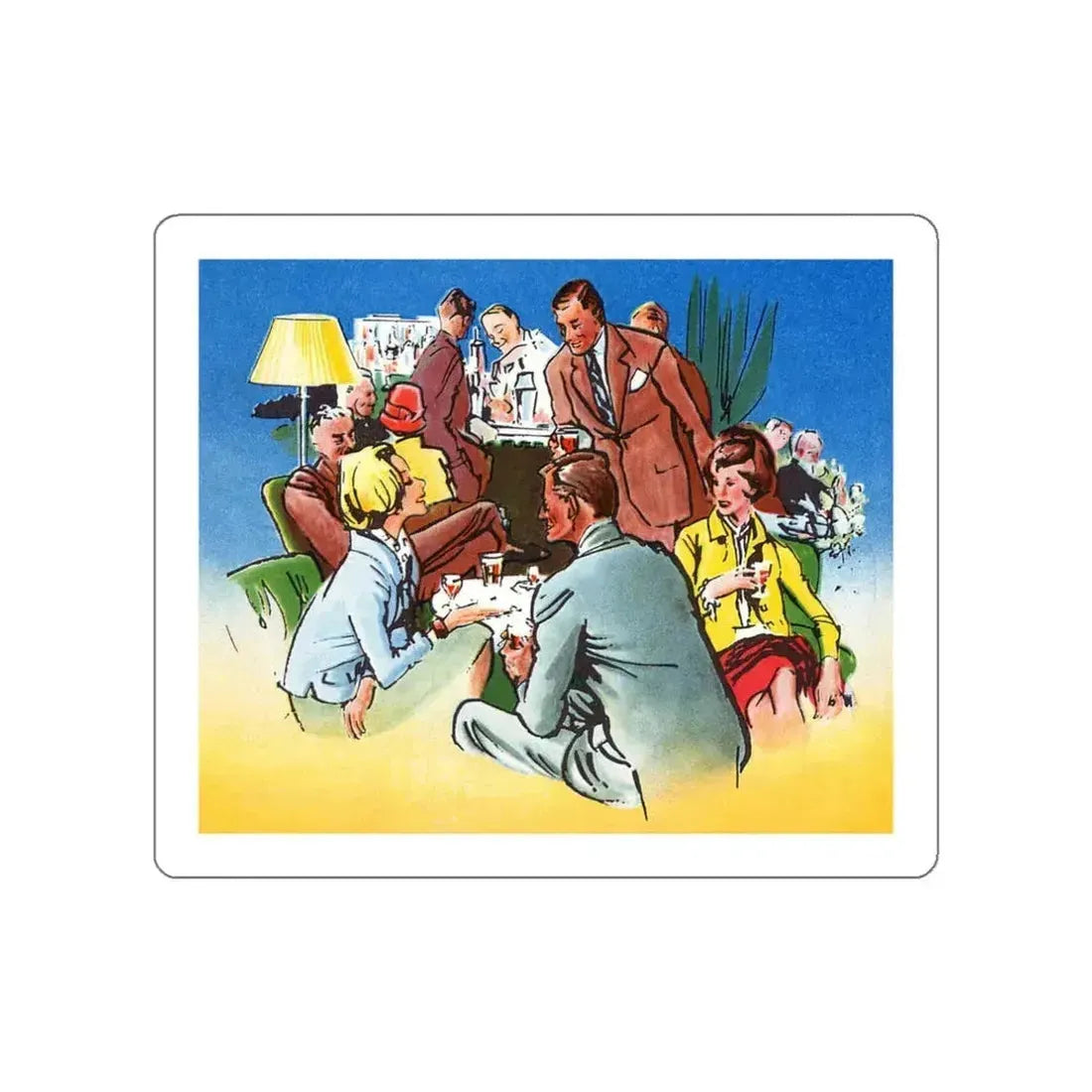 Illustration by Francis Marshall for a Martini leaflet (Magazine Illustration) STICKER Vinyl Die-Cut Decal White Die-Cut 3 Inch - The Sticker Space