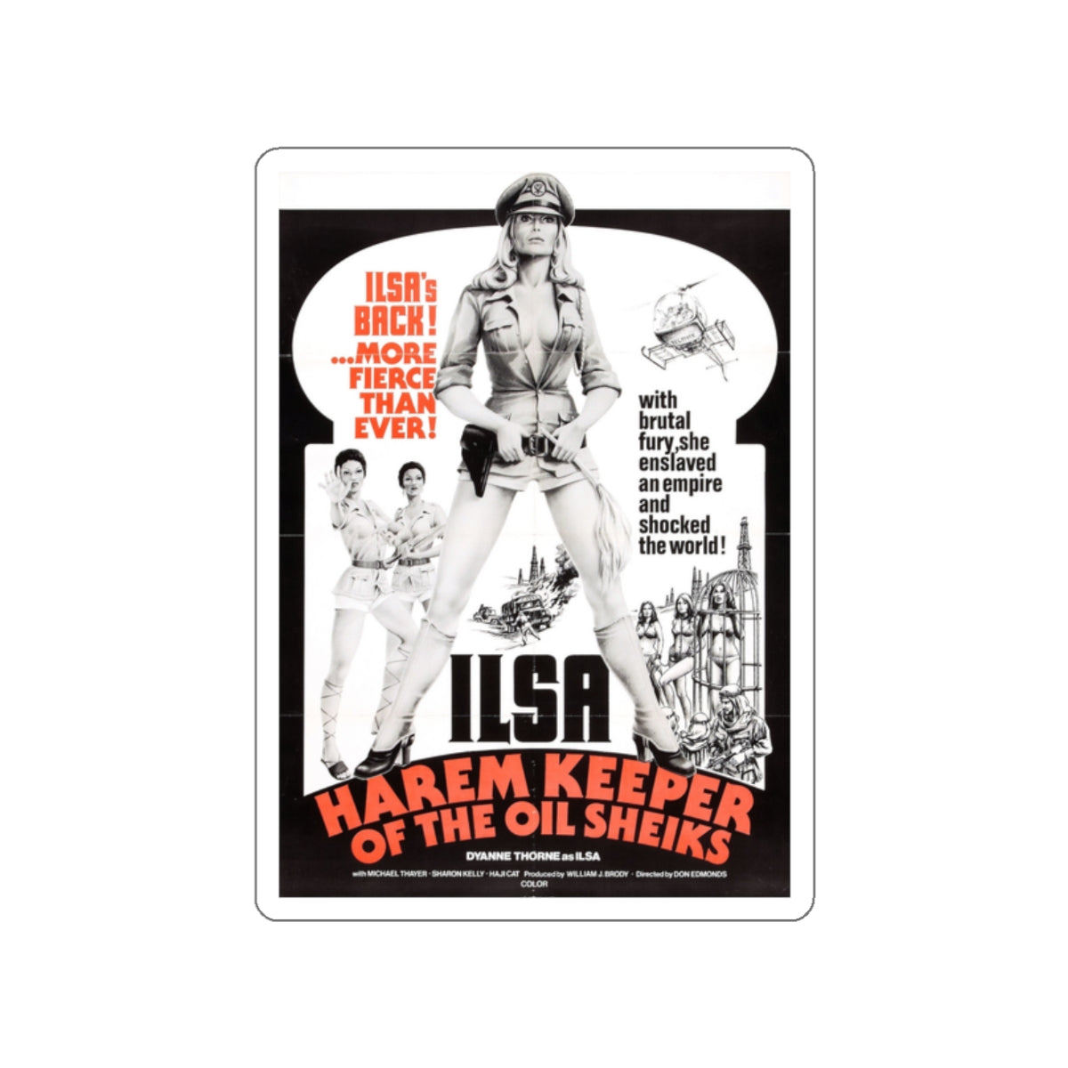 ILSA HAREM KEEPER OF THE OIL SHEIKS 1976 Movie Poster STICKER Vinyl Die-Cut Decal-2 Inch-The Sticker Space