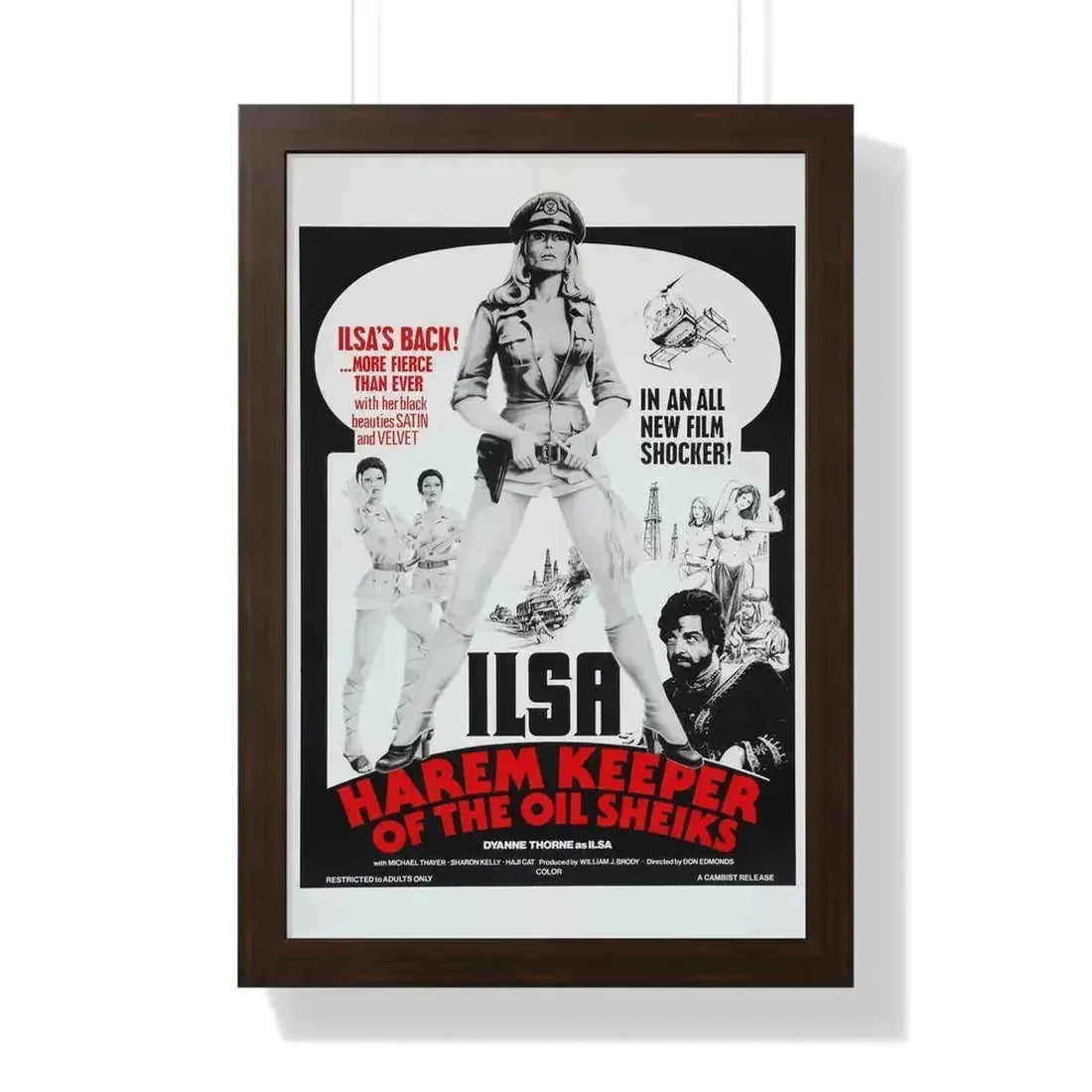 ILSA HAREM KEEPER OF THE OIL SHEIKS (3) 1976 - Framed Movie Poster 16″ x 24″ Walnut - The Sticker Space
