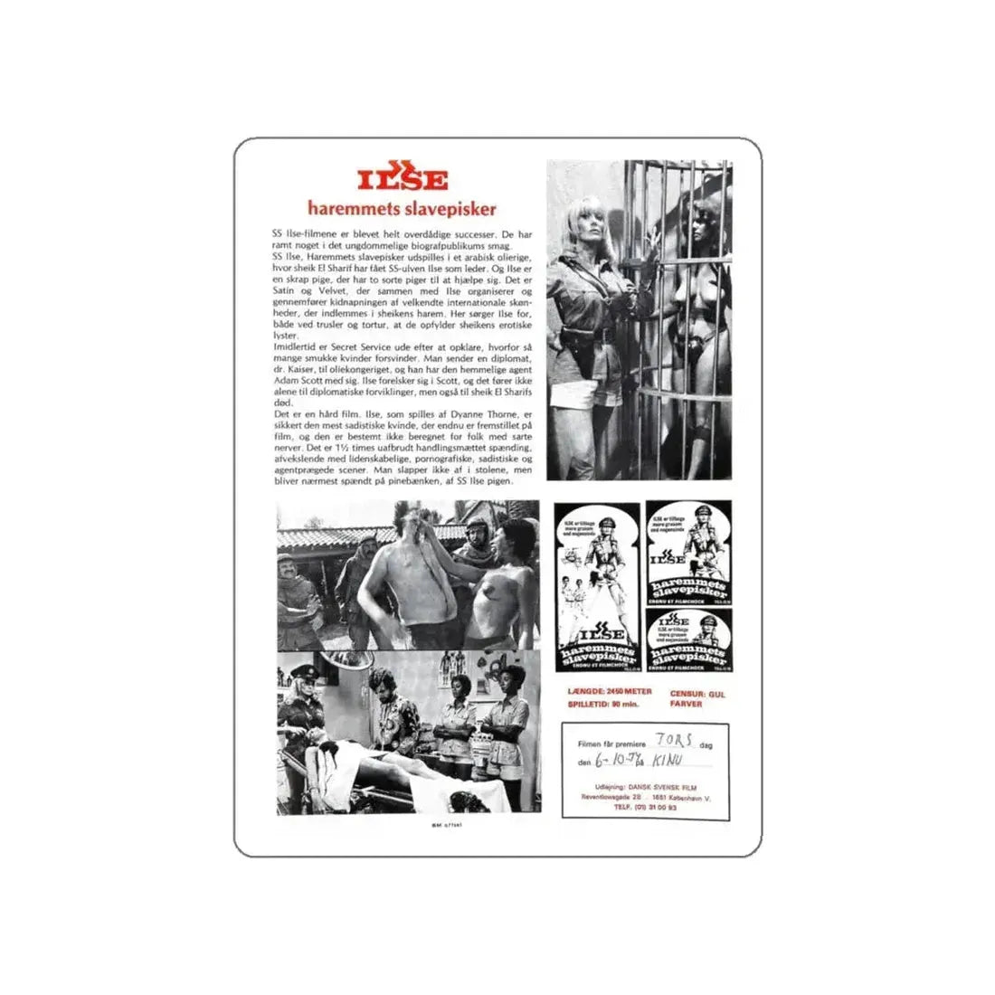 ILSA HAREM KEEPER OF THE OIL SHEIKS (CERTIFICATE) 1976 Movie Poster STICKER Vinyl Die-Cut Decal 4 Inch - The Sticker Space