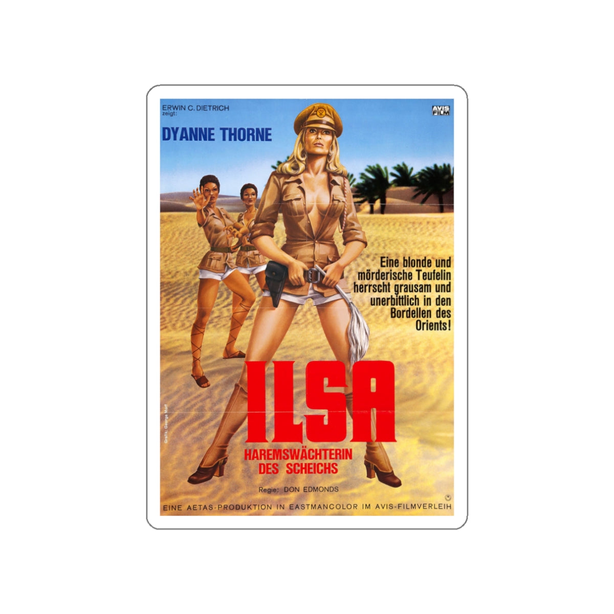 ILSA HAREM KEEPER OF THE OIL SHEIKS (GERMAN) 1976 Movie Poster STICKER Vinyl Die-Cut Decal-3 Inch-The Sticker Space