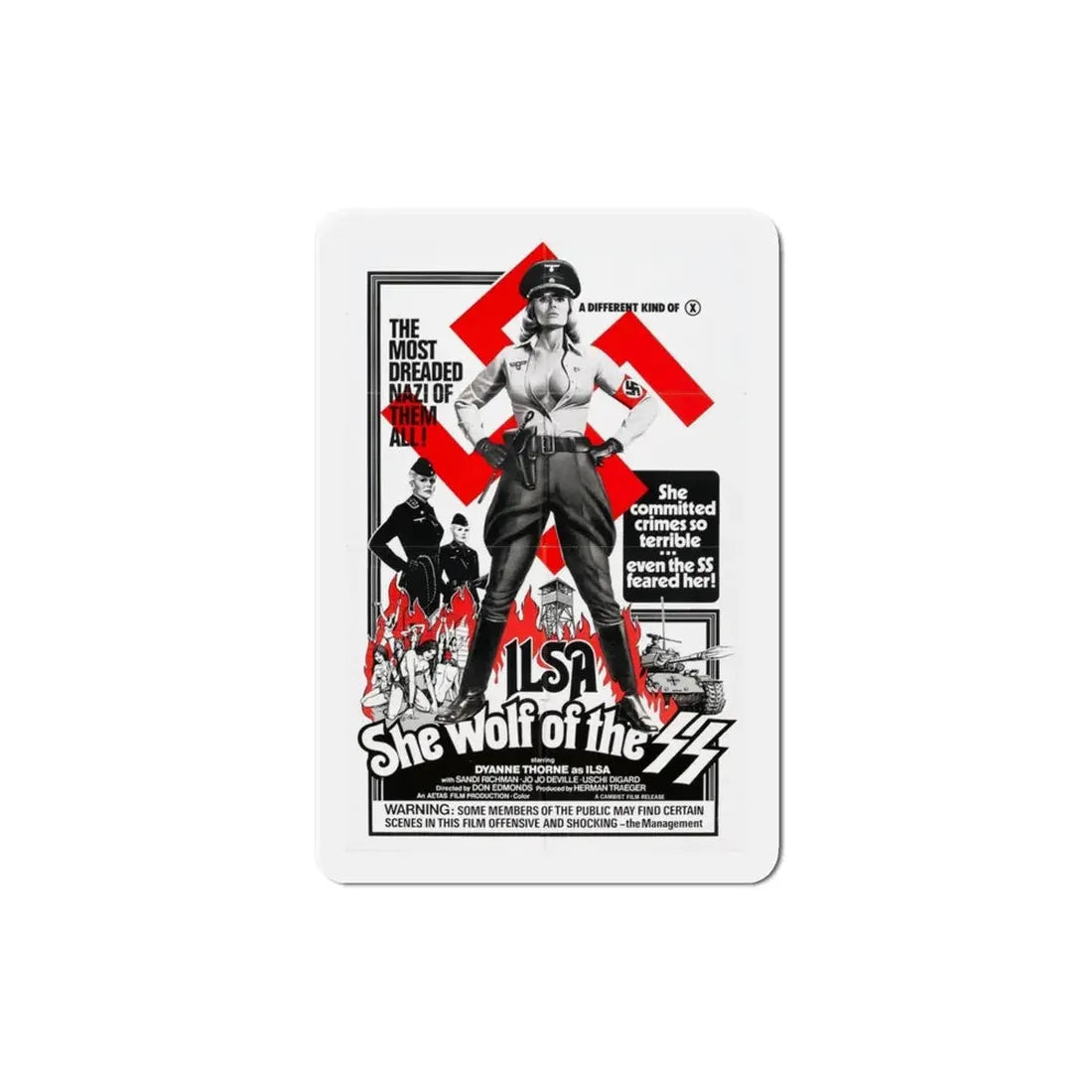 Ilsa She Wolf of the SS 1975 Movie Poster Refrigerator Magnet - The Sticker Space