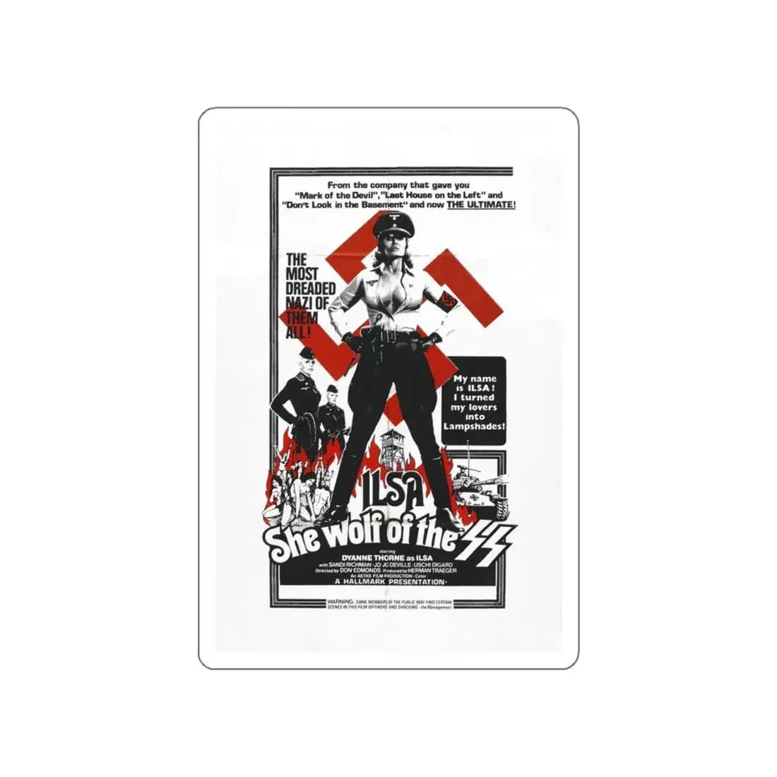 ILSA SHE-WOLF OF THE SS 1975 Movie Poster STICKER Vinyl Die-Cut Decal - The Sticker Space