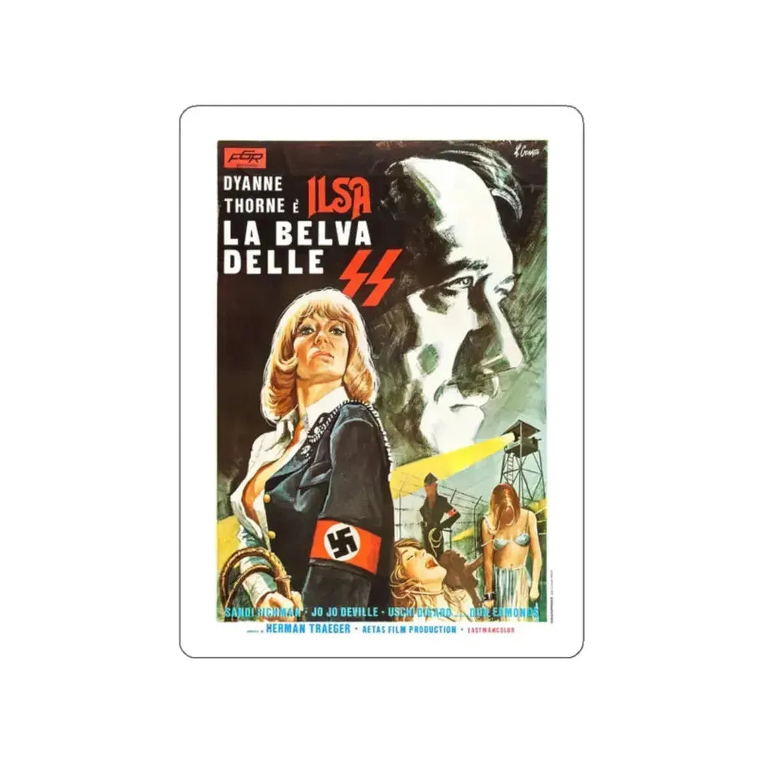 ILSA SHE-WOLF OF THE SS (FOREIGN) 1975 Movie Poster STICKER Vinyl Die-Cut Decal 2 Inch - The Sticker Space