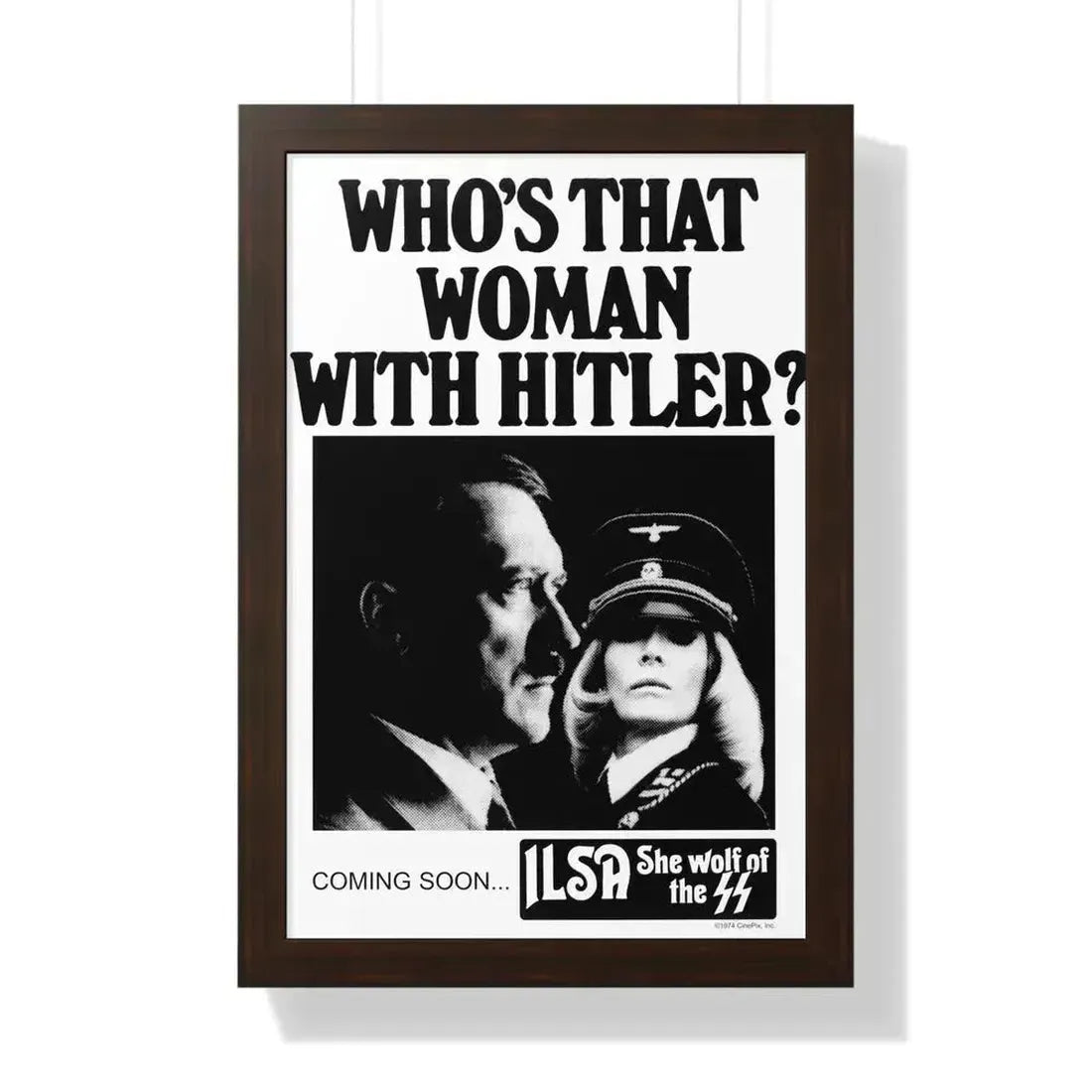 ILSA SHE-WOLF OF THE SS (TEASER) 1975 - Framed Movie Poster 16″ x 24″ Walnut - The Sticker Space