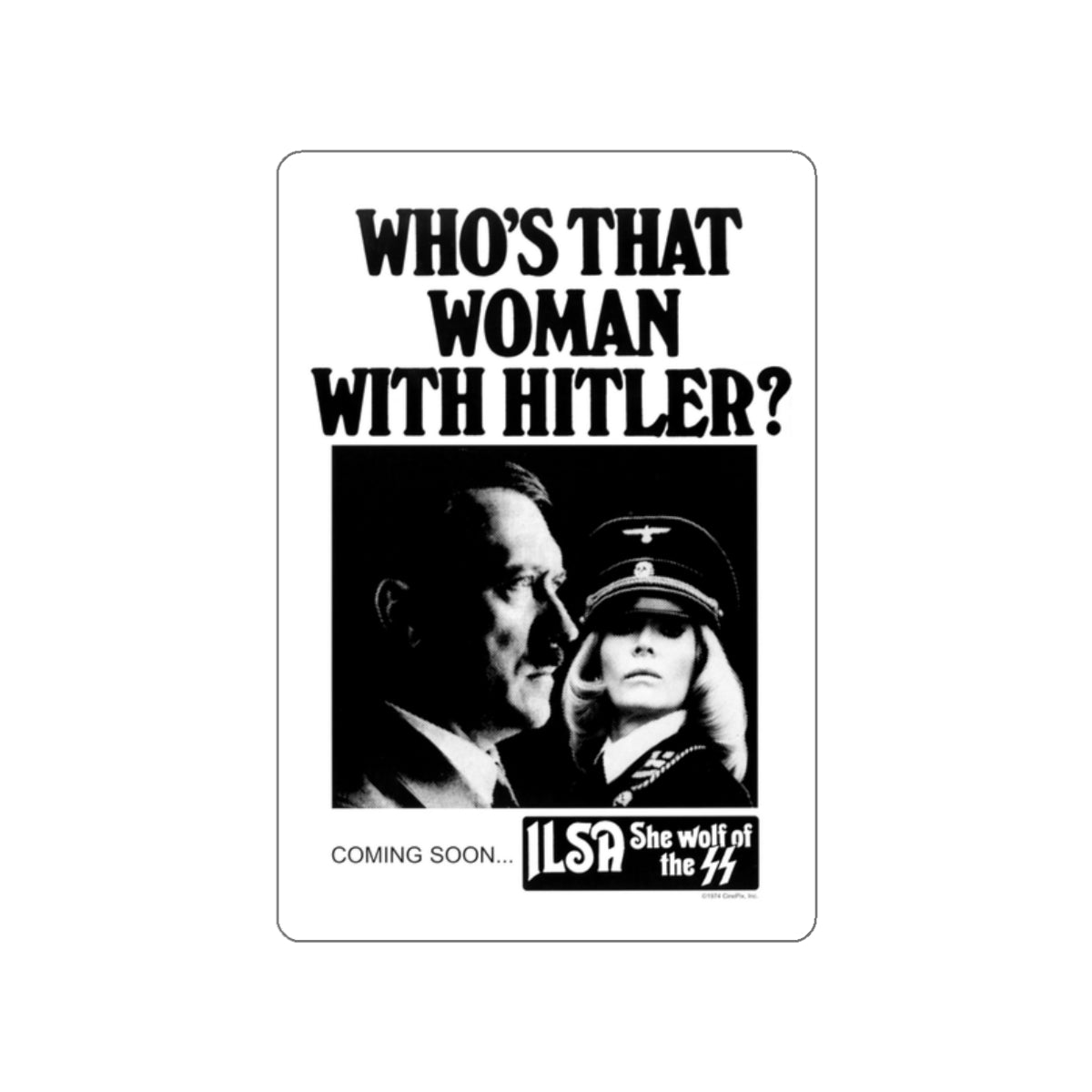 ILSA SHE-WOLF OF THE SS (TEASER) 1975 Movie Poster STICKER Vinyl Die-Cut Decal-2 Inch-The Sticker Space