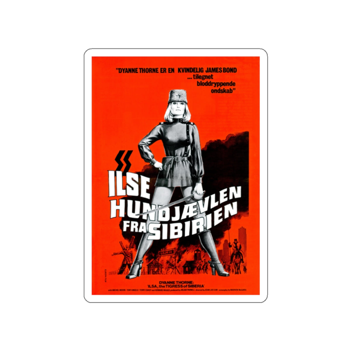 ILSA TIGRESS OF SYBERIA (DANISH) 1977 Movie Poster STICKER Vinyl Die-Cut Decal-2 Inch-The Sticker Space