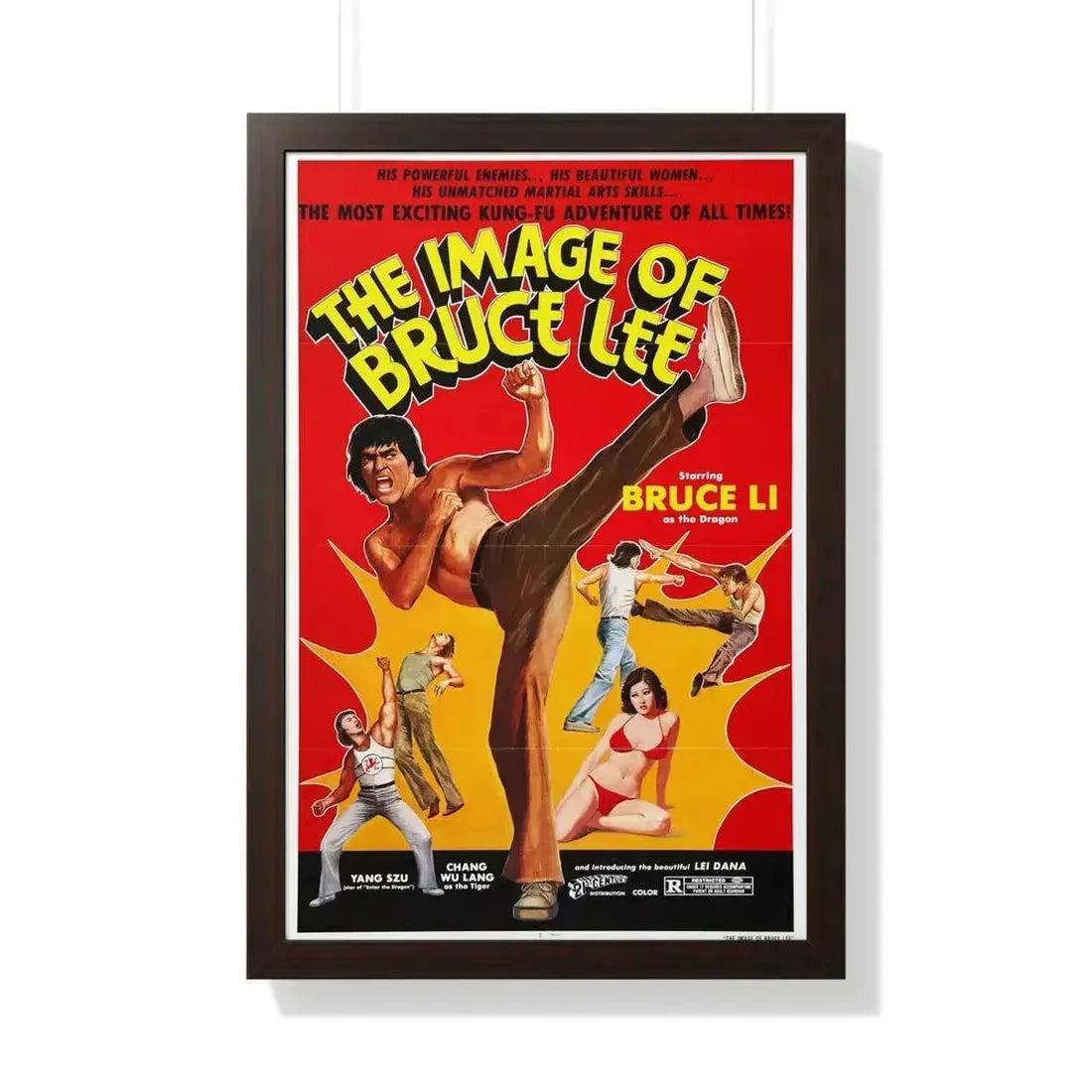 IMAGE OF BRUCE LEE 1976 - Framed Movie Poster 20" x 30" Walnut - The Sticker Space