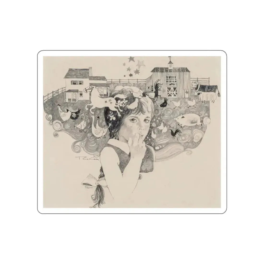 Imaginary Farm (Magazine Illustration) STICKER Vinyl Die-Cut Decal White Die-Cut 4 Inch - The Sticker Space